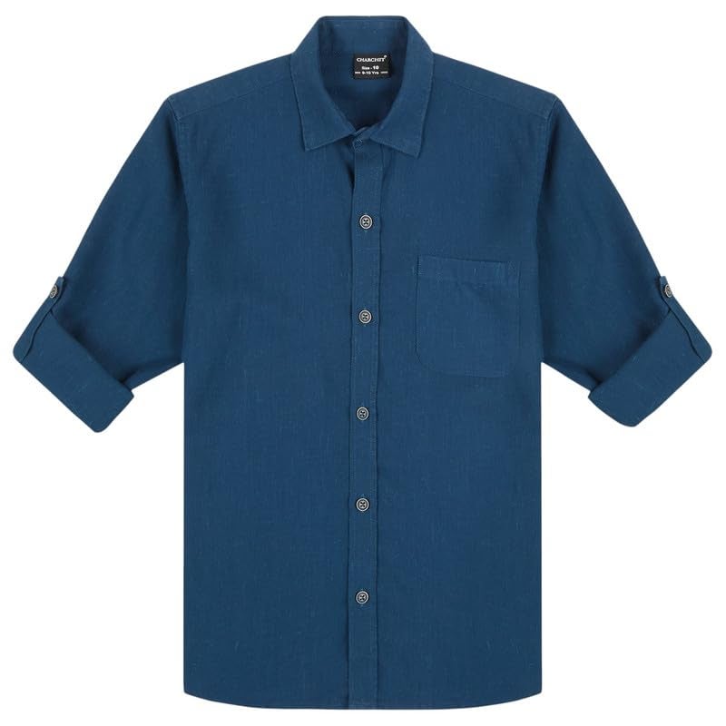 CHARCHIT Boys Cotton Regular Fit Plain Full Sleeves Casual Shirt - Image 4